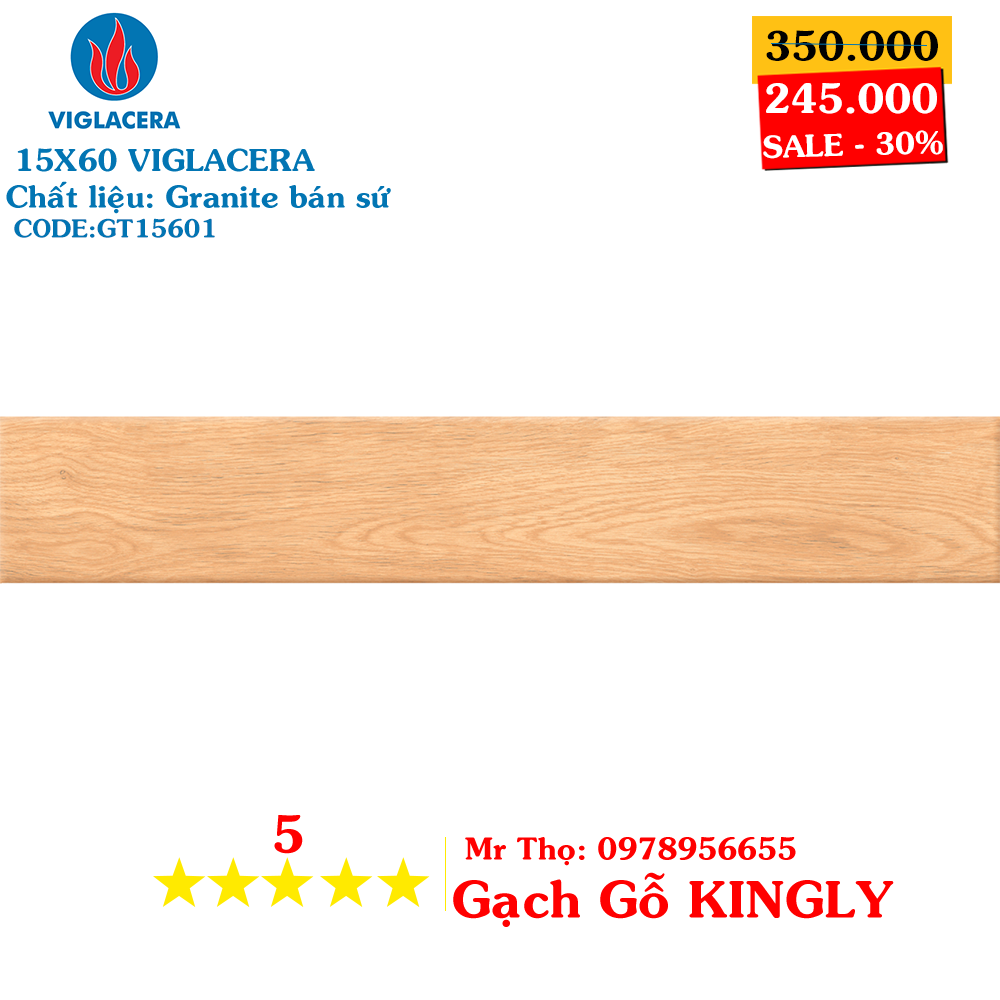 Gạch giả gỗ Viglacera 15x60 GT15601